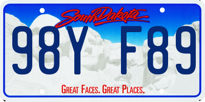 SD license plate 98YF89