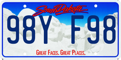 SD license plate 98YF98