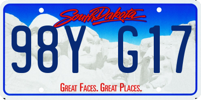 SD license plate 98YG17