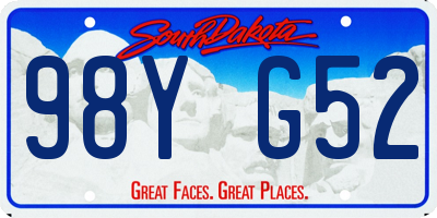 SD license plate 98YG52