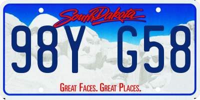 SD license plate 98YG58