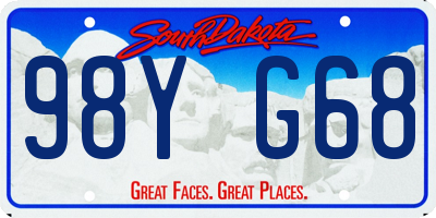 SD license plate 98YG68
