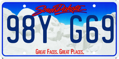 SD license plate 98YG69