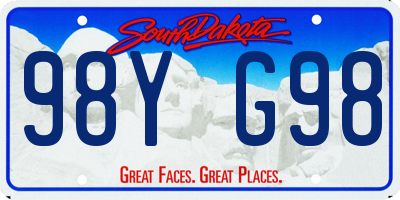 SD license plate 98YG98