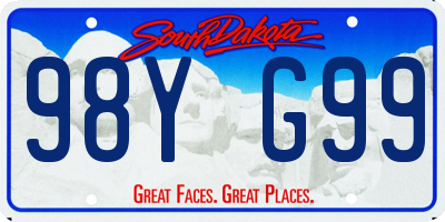 SD license plate 98YG99