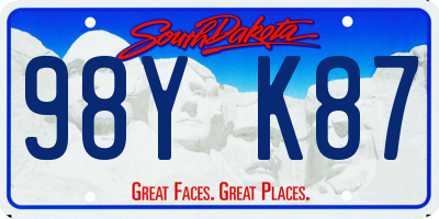 SD license plate 98YK87