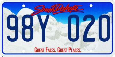 SD license plate 98YO20