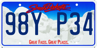 SD license plate 98YP34