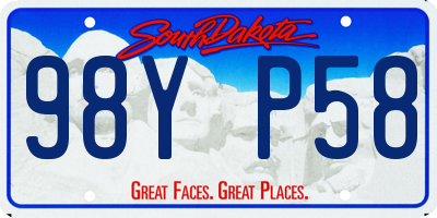 SD license plate 98YP58