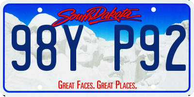 SD license plate 98YP92