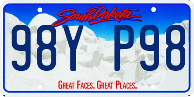 SD license plate 98YP98