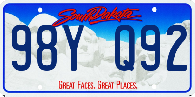 SD license plate 98YQ92