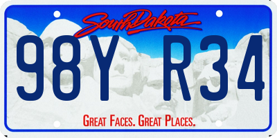 SD license plate 98YR34