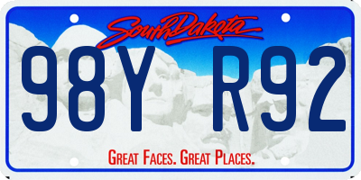 SD license plate 98YR92