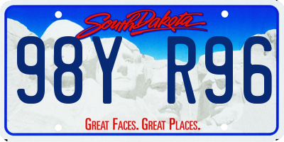 SD license plate 98YR96