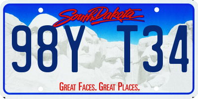 SD license plate 98YT34