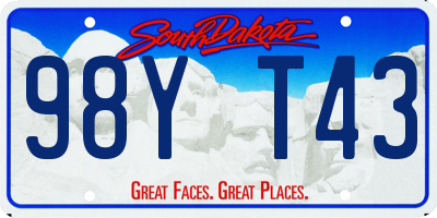 SD license plate 98YT43