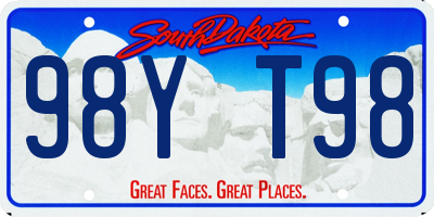 SD license plate 98YT98