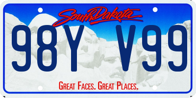 SD license plate 98YV99