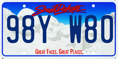 SD license plate 98YW80