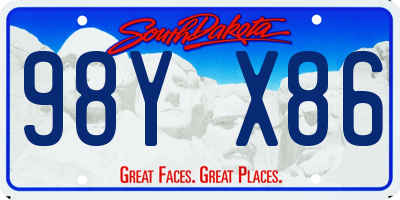 SD license plate 98YX86
