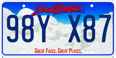 SD license plate 98YX87