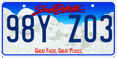 SD license plate 98YZ03