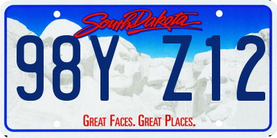SD license plate 98YZ12