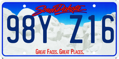 SD license plate 98YZ16