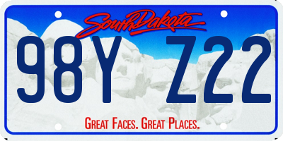 SD license plate 98YZ22