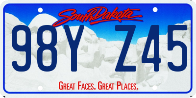 SD license plate 98YZ45