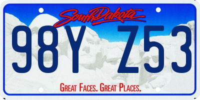 SD license plate 98YZ53