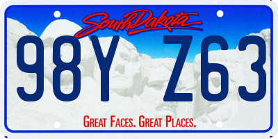 SD license plate 98YZ63