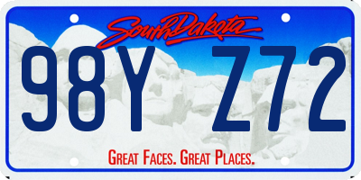 SD license plate 98YZ72