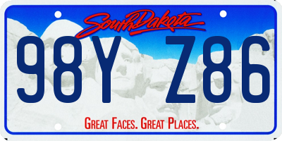 SD license plate 98YZ86