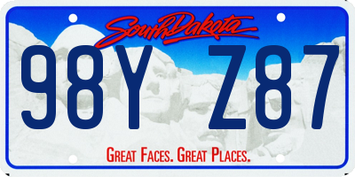 SD license plate 98YZ87