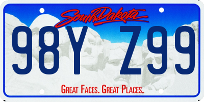 SD license plate 98YZ99