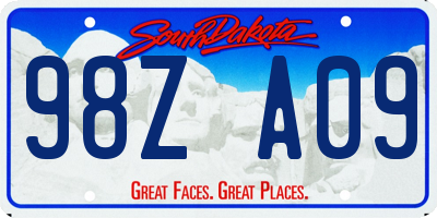 SD license plate 98ZA09