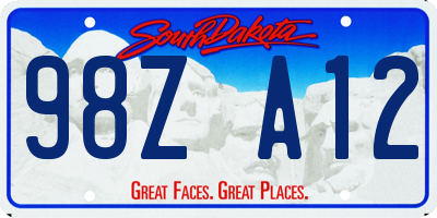 SD license plate 98ZA12