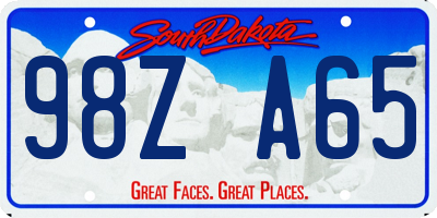 SD license plate 98ZA65