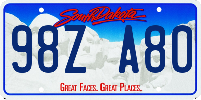SD license plate 98ZA80