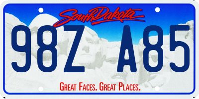 SD license plate 98ZA85
