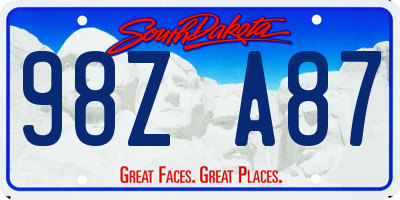 SD license plate 98ZA87
