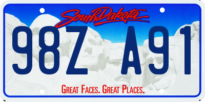 SD license plate 98ZA91