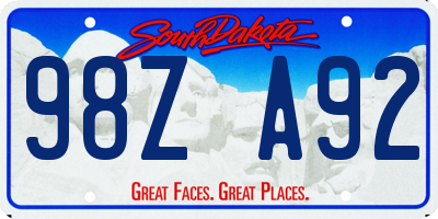 SD license plate 98ZA92
