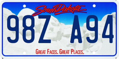 SD license plate 98ZA94
