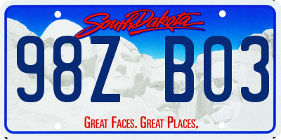 SD license plate 98ZB03
