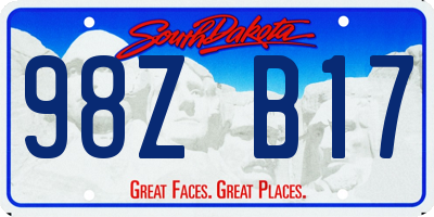 SD license plate 98ZB17