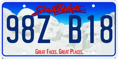SD license plate 98ZB18