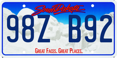 SD license plate 98ZB92